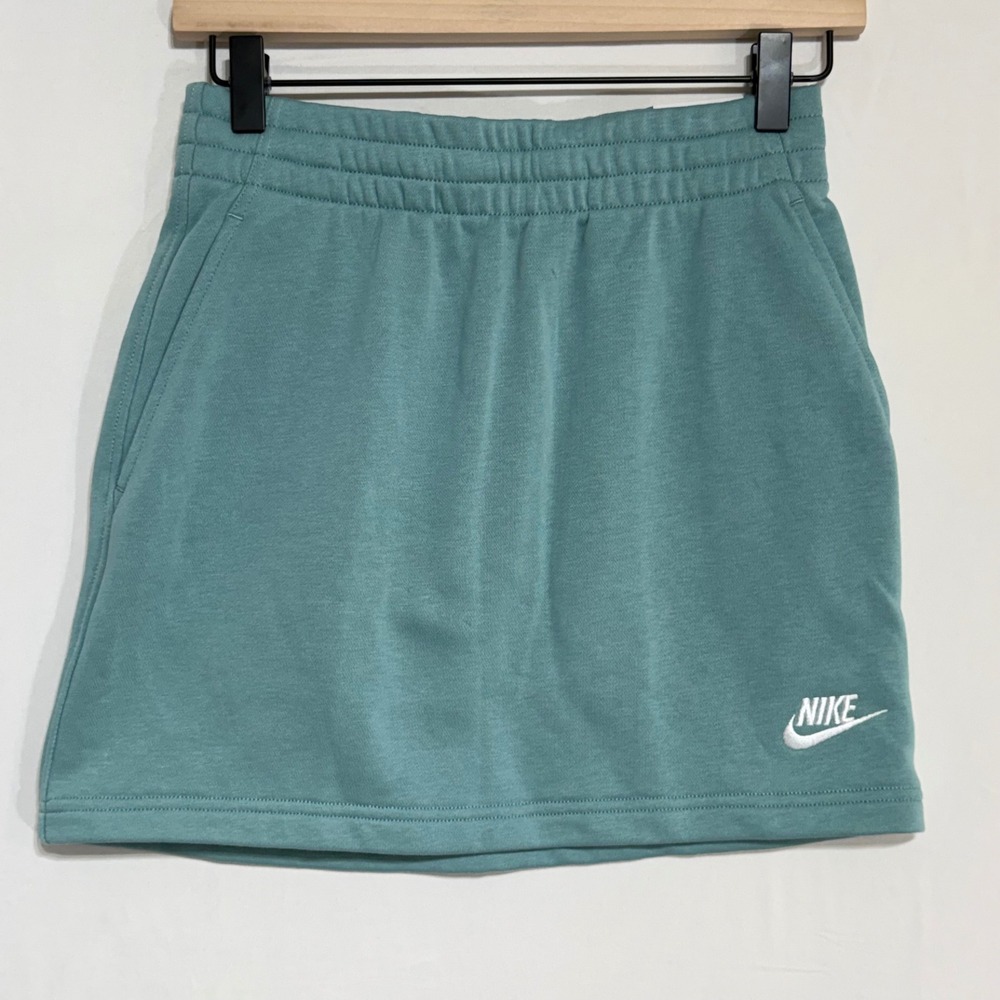 NWT Nike Kids Sportswear French Terry Athletic Skirt Teal Blue Size L 14/16